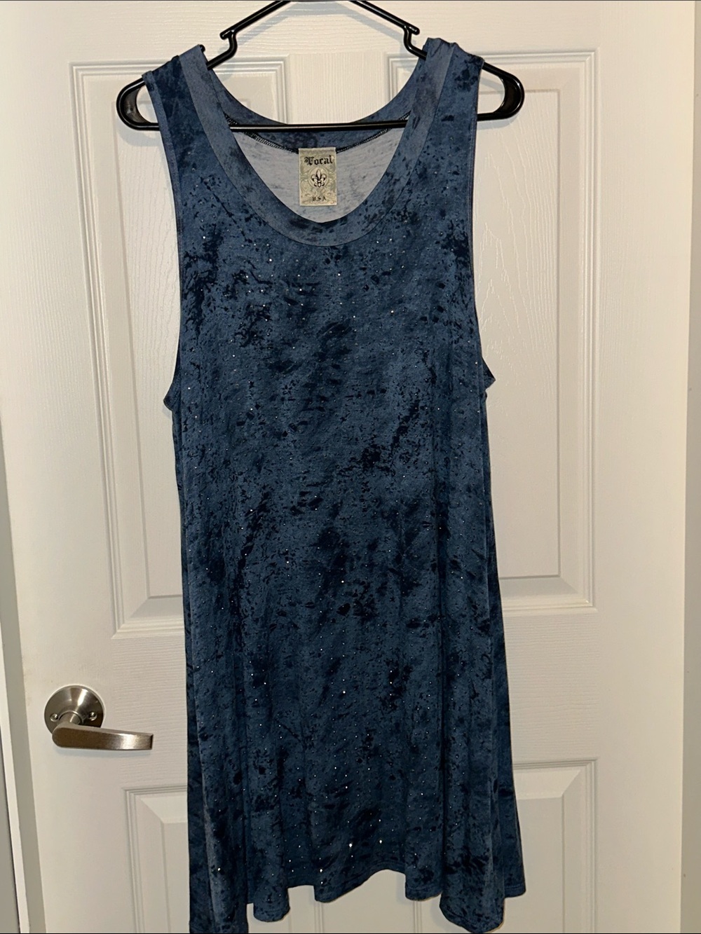 Tank Midi Dress in Navy with Subtle Sparkle